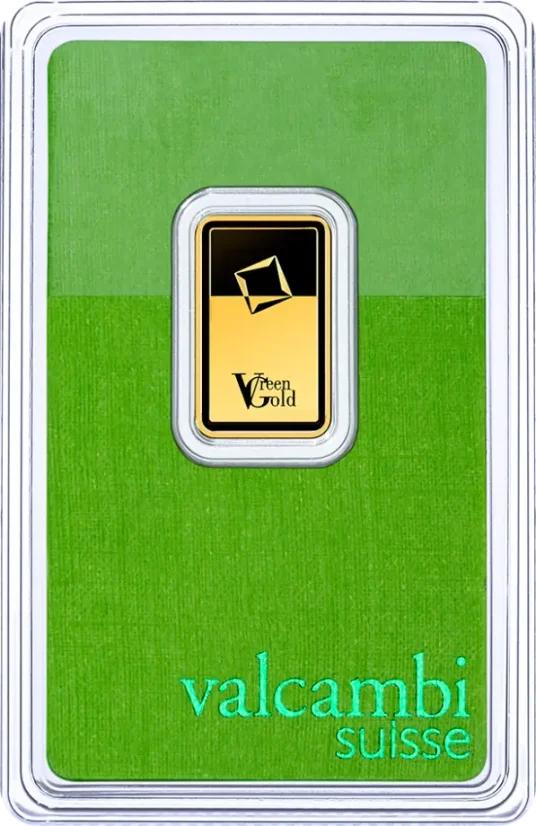 5g Goldbarren Valcambi Green Gold Vorderseite