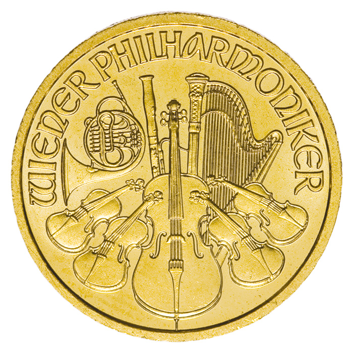 1/4 Oz Wiener Philharmoniker ATS investiční zlatá mince zadní strana 