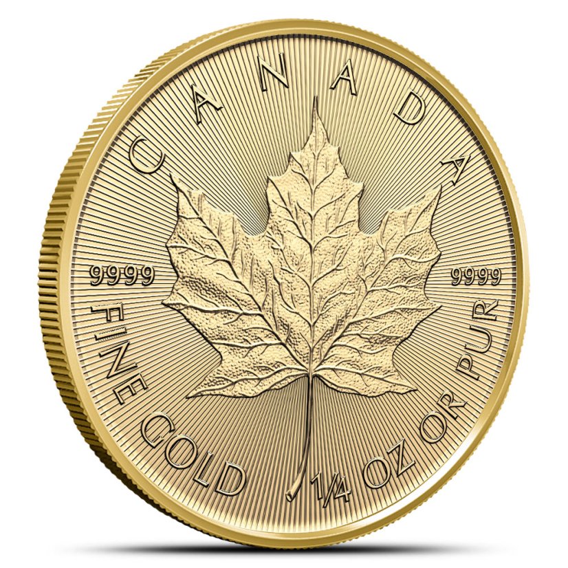 Reverse of the 1/4 Oz Maple Leaf 2026 Gold Coin featuring the Canadian maple leaf design