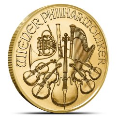 1 Oz Wiener Philharmoniker 2026 Gold Coin reverse side with Vienna Philharmonic musical instruments 1 Oz Wiener Philharmoniker 2026 Gold Coin reverse side with Vienna Philharmonic musical instruments