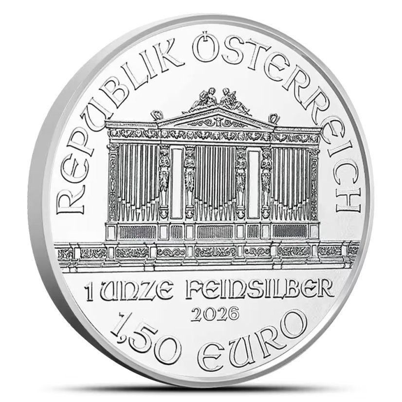 1 Oz Wiener Philharmoniker 2026 investiční stříbrná mince přední strana 