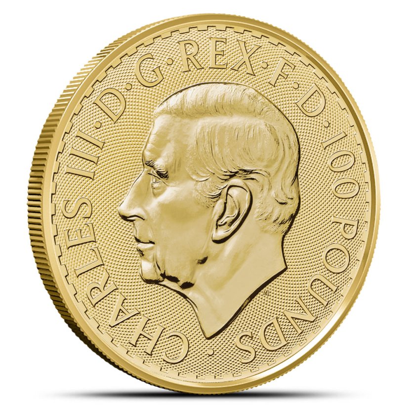 1 Oz Britannia 2026 Gold Coin obverse side with portrait of King Charles III