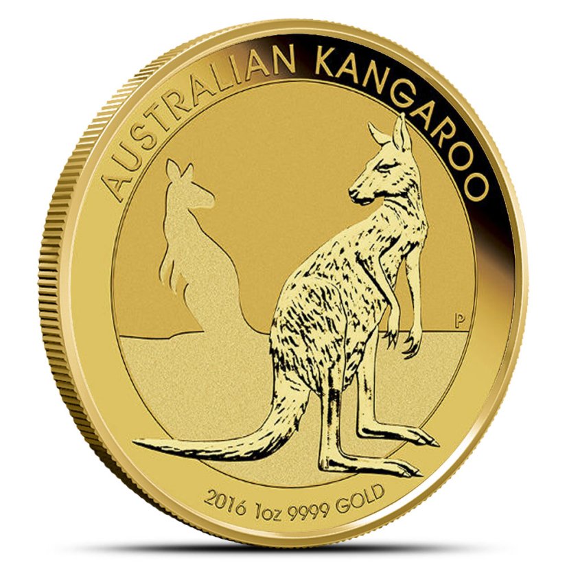 1 Oz Australian Kangaroo 2016 Gold Coin reverse side with kangaroo design