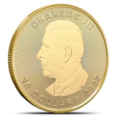 Obverse of the 1/4 Oz Maple Leaf 2026 Gold Coin featuring the portrait of King Charles III