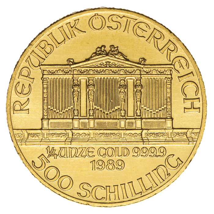 1/4 Oz Wiener Philharmoniker ATS investiční zlatá mince přední strana
