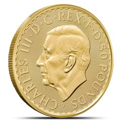 1/2 Oz Britannia 2026 Gold Coin obverse side with portrait of King Charles III 1/2 Oz Britannia 2026 Gold Coin obverse side with portrait of King Charles III