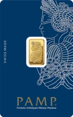 2.5g PAMP Fortuna Gold Bar Front Side featuring the Fortuna design in original CertiPAMP® packaging 2.5g PAMP Fortuna Gold Bar Front Side featuring the Fortuna design in original CertiPAMP® packaging
