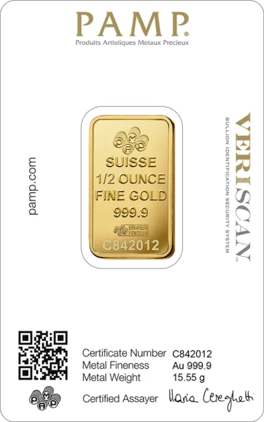 1/2 Oz Goldbarren | PAMP Fortuna