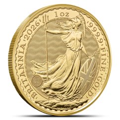 1 Oz Britannia 2026 Gold Coin reverse side with Britannia design and security features 1 Oz Britannia 2026 Gold Coin reverse side with Britannia design and security features