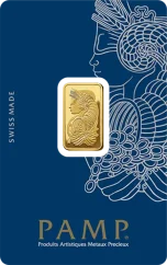 5g PAMP Fortuna Gold Bar Front Side featuring the Fortuna design in original CertiPAMP packaging 5g PAMP Fortuna Gold Bar Front Side featuring the Fortuna design in original CertiPAMP packaging