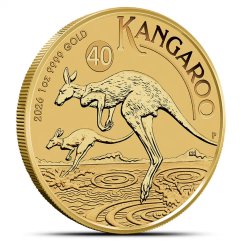 1 Oz Australian Kangaroo 2016 Gold Coin reverse side with kangaroo design 1 Oz Australian Kangaroo 2016 Gold Coin reverse side with kangaroo design